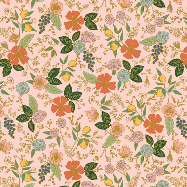 English rose delphine by rifle paper on cotton fabric