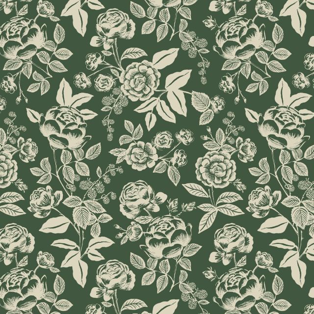 English rose delphine by rifle paper on cotton fabric