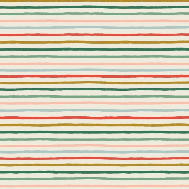 100% Cotton - Holiday Classics - Festive Stripe Multi Metallic - Rifle Paper for Cotton + Steel per 1/2m
