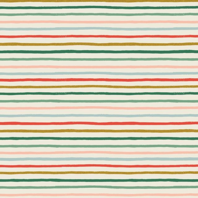 100% Cotton - Holiday Classics - Festive Stripe Multi Metallic - Rifle Paper for Cotton + Steel per 1/2m