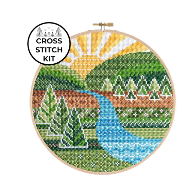 Cross Stitch Kit - Winding River by Pigeon Coop