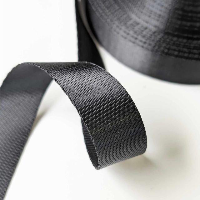 Nylon Seatbelt Webbing - 25mm Strapping - Black2