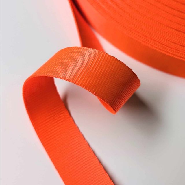 Nylon Seatbelt Webbing - 25mm Strapping - Neon Orange