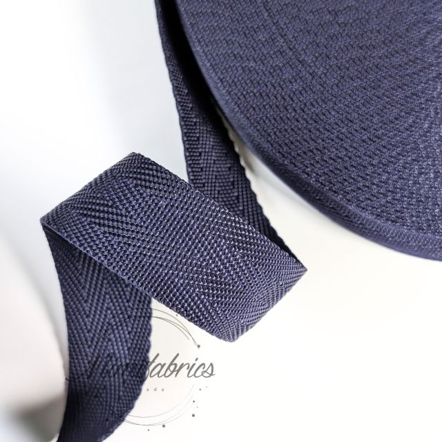 Extra Strong Seatbelt Webbing Herringbone - 25 mm Strapping - Navy Blue Col.23