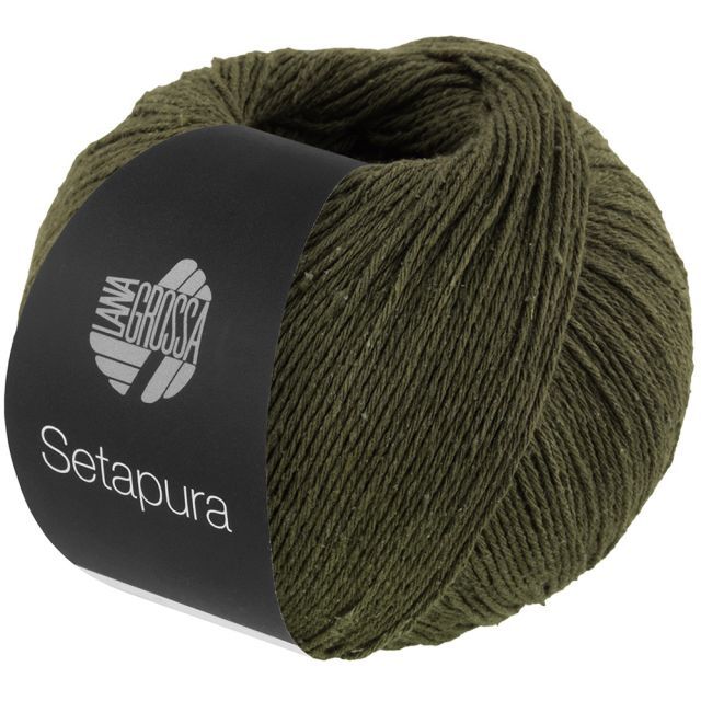 SETAPURA Silk Yarn  - Dark Olive Green Col.03 - 50g Skein by Lana Grossa