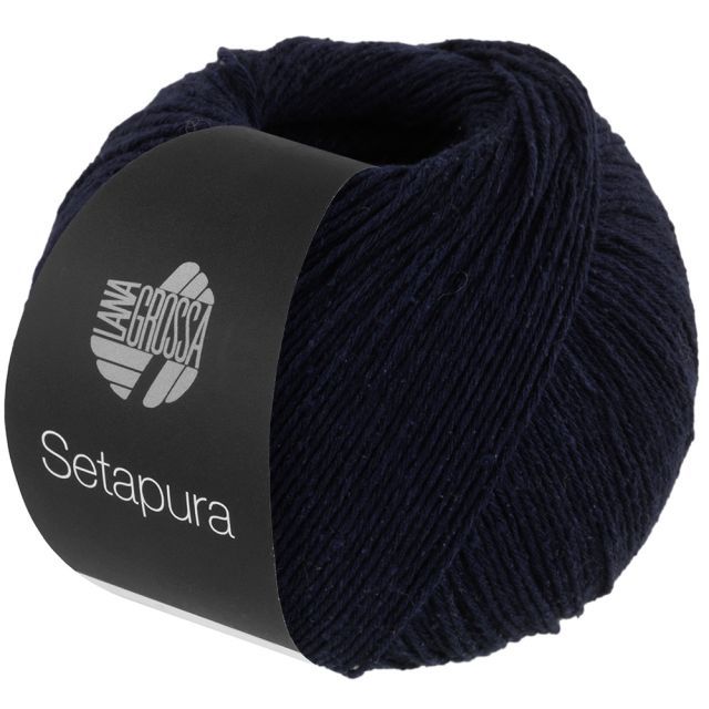 SETAPURA Silk Yarn  - Midnight Blue Col.04 - 50g Skein by Lana Grossa