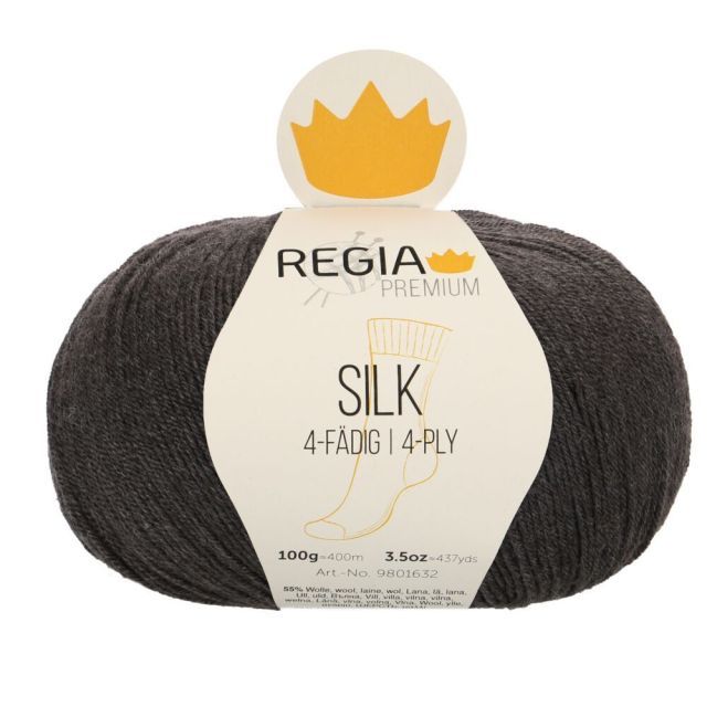 REGIA 4-Ply PREMIUM Silk 100g - Charcoal Melange 