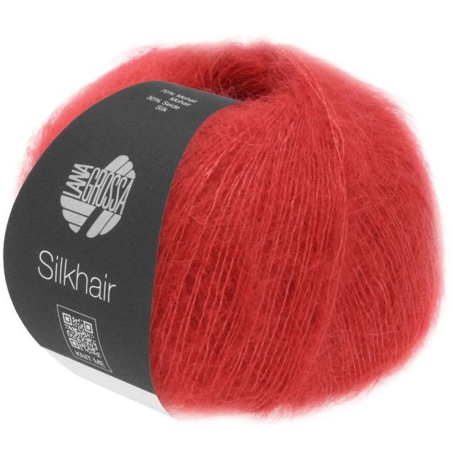 Silkhair - Mohair Silk Blend - Cherry Red Col. 08- 25g Skein by Lana Grossa
