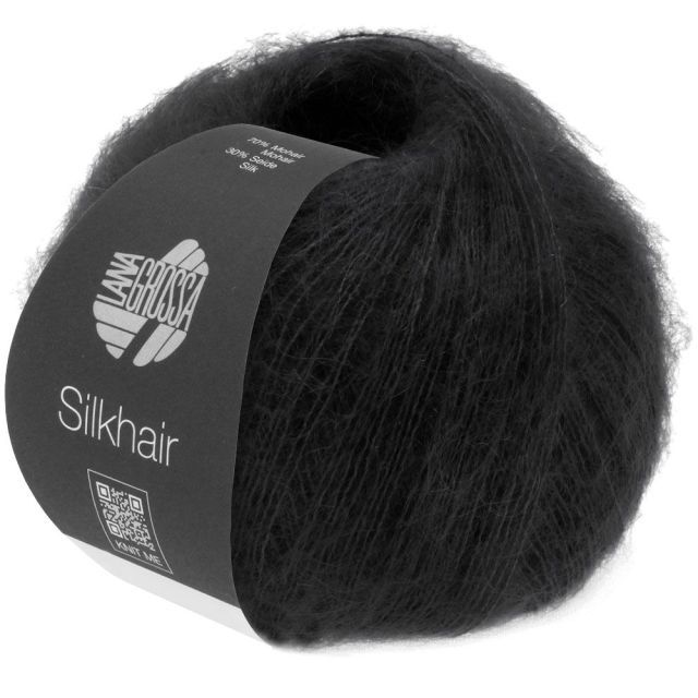 Silkhair - Mohair Silk Blend - Black Col. 14 - 25g Skein by Lana Grossa
