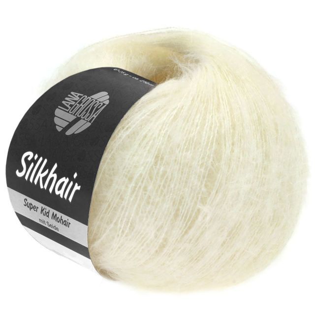 Silkhair - Mohair Silk Blend - White Col. 117- 25g Skein by Lana Grossa