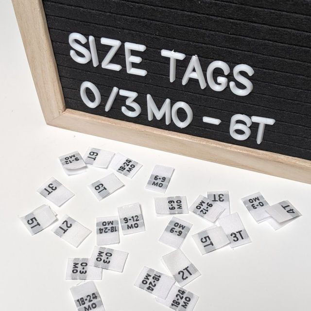 Size Tags - Various Sizes - Sew In