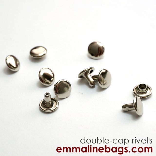 Double Cap Rivets - Medium  (9 mm Cap x 8 mm Post) - Nickel (50 Pack)