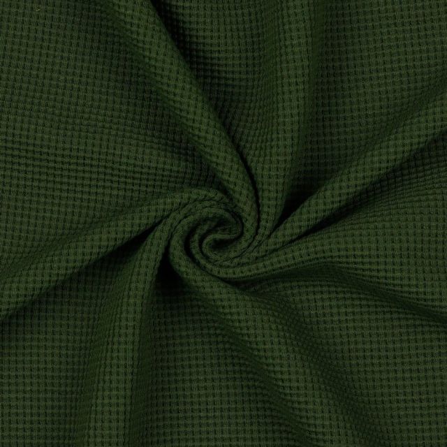 BOLT END - 130 CM - Organic Cotton Waffle Knit Solid - Army Green col.55
