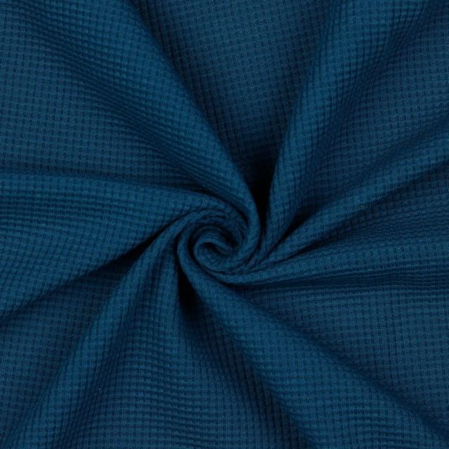 Organic Cotton  Waffle Knit Solid - Denim Blue  col.18