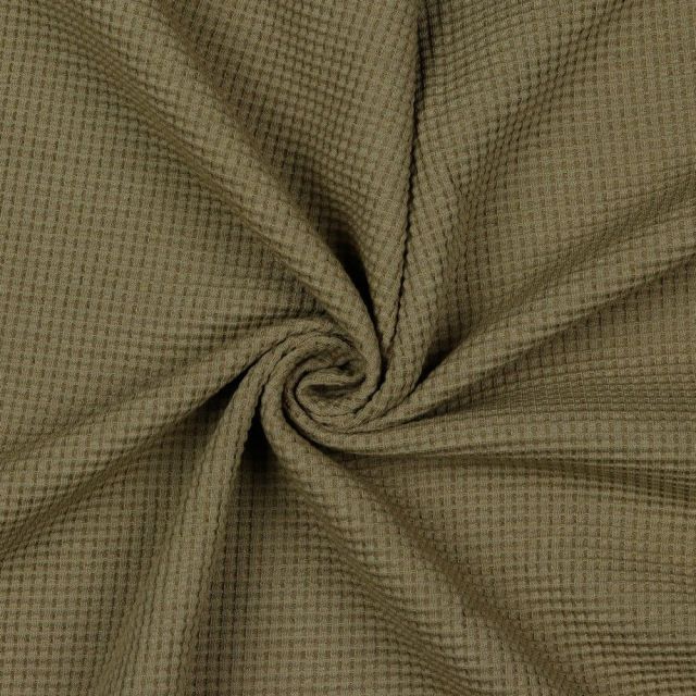 Ivory Solid Brushed Waffle Knit Fabric