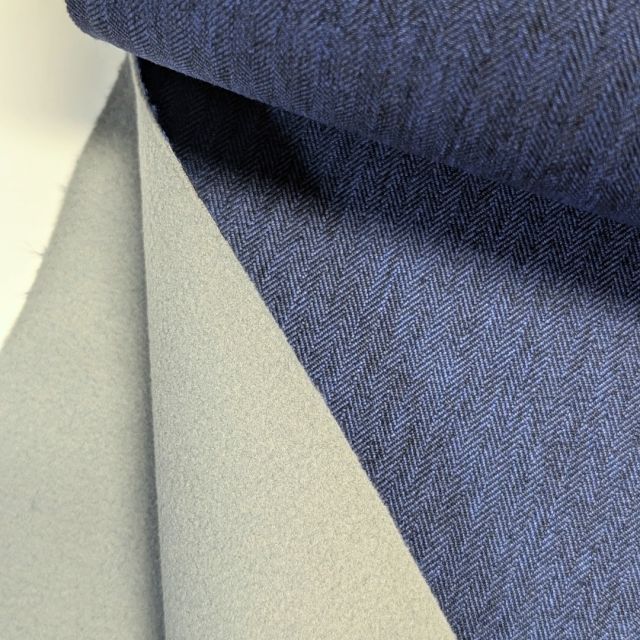 Softshell "Herringbone" Dark Blue - with grey fleece lining