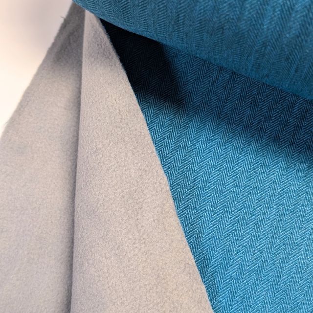 Softshell "Herringbone" Teal - with grey fleece lining