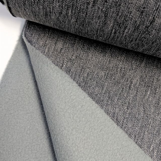 Softshell "Herringbone" Charcoal - with grey fleece lining