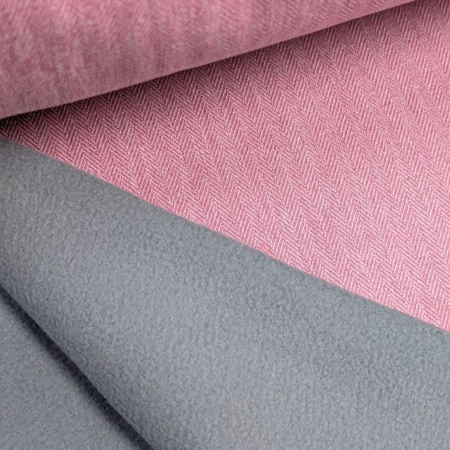 Softshell "Herringbone" Pink - with grey fleece lining