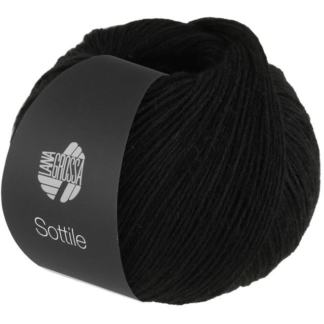 SOTTILE - Cotton/Merino Blend Yarn - Black Col. 18 - 50g Skein by Lana Grossa