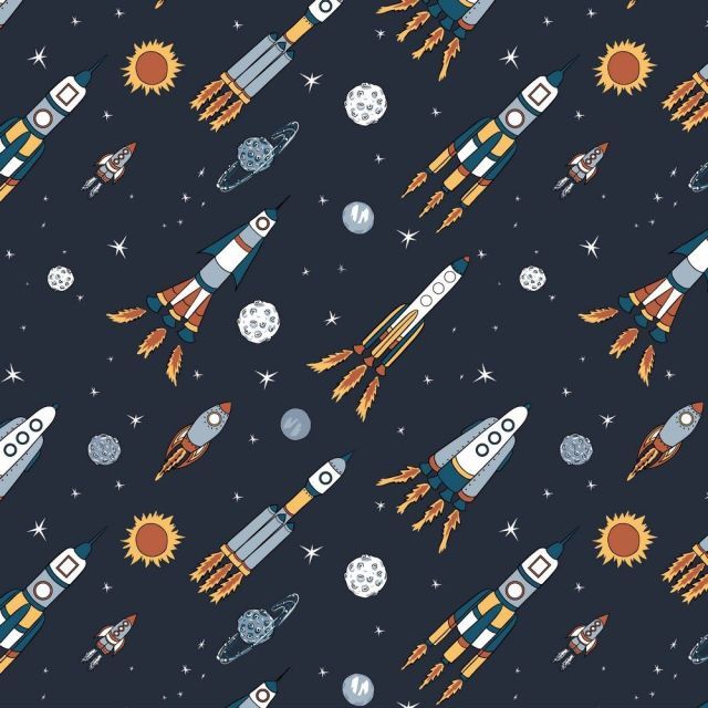 Space Rockets - Navy - French Terry