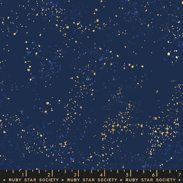 100% Cotton 108" Wideback - Ruby Star Society "Speckled" - Metallic Navy Col. 105 per 1/2m