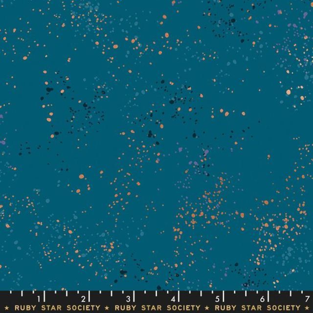 100% Cotton - Ruby Star Society "Speckled" - Metallic Teal Col. 53 per 1/2m