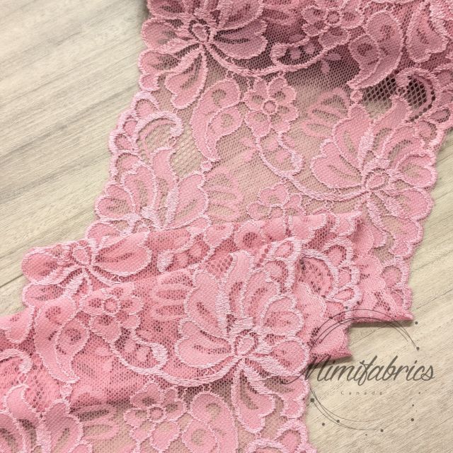 Stretch Lace Blush Pink 15cm wide - Per 50cm