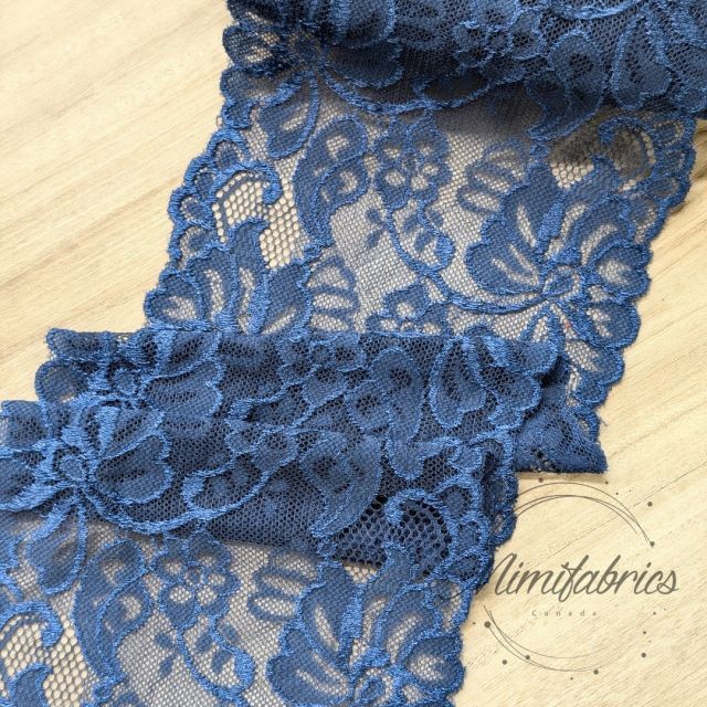 Stretch Lace Dark Blue 15cm wide - Per 50cm
