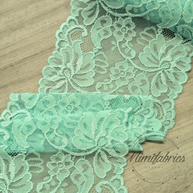 Stretch Lace Mint Green 15cm wide - Per 50cm