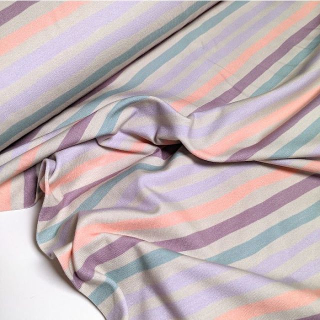Painted Stripes - Jersey Knit - Lilac and Peach