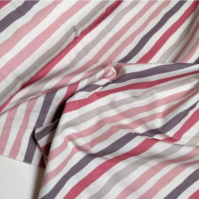 Painted Stripes - Jersey Knit - Pink and Purple