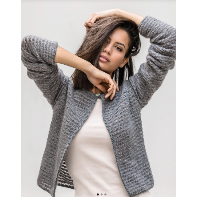 Striped Jacket "COOL WOOL + SILKHAIR" Size 36 -  Knitting Pattern + Yarn Bundle by LANA GROSSA (Classici 19 Design 11)
