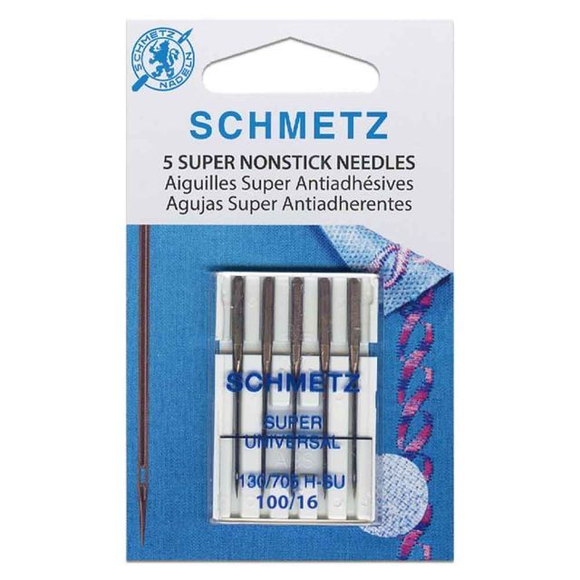 SCHMETZ #4504 Super NonStick Needles Carded - 100/16 - 5 count