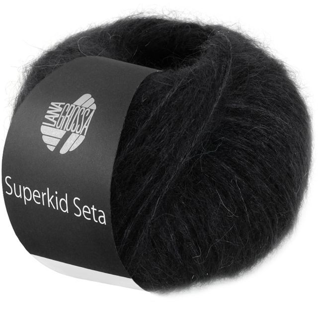Superkid Seta - Mohair and Silk Tube Yarn Black col.024 - 25g Skein by Lana Grossa