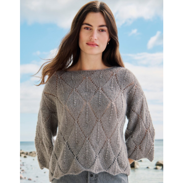 Diamond Eyelet Pullover Superkid Seta Size 52/54 -  Knitting Pattern + Yarn Bundle by LANA GROSSA (Journal 69 Design 72)