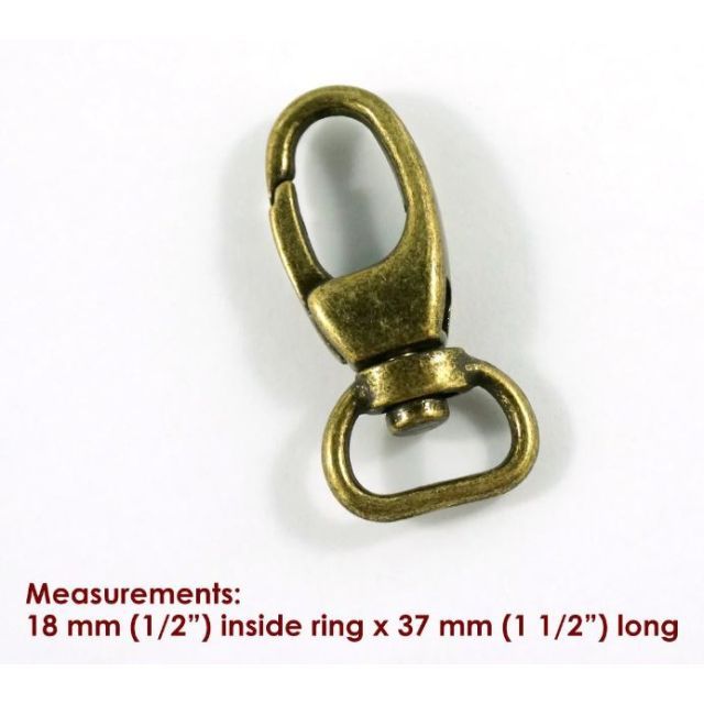 Emmaline Swivel Snap Hook 12mm (1/2") - Designer Profile (2 Pack) Antique Brass