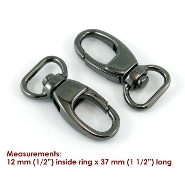 Emmaline Swivel Snap Hook 12mm (1/2") - Designer Profile (2 Pack) Gunmetal