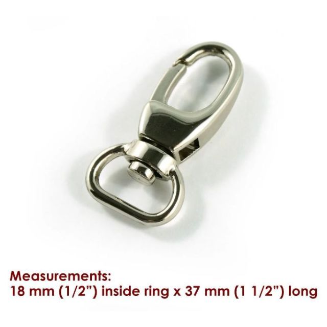 Emmaline Swivel Snap Hook 12mm (1/2") - Designer Profile (2 Pack) Nickel/Silver