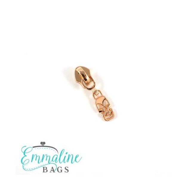 Emmaline Zipper Sliders with Pulls (10-pack) - Size #5 -Copper/ Rose Gold  with Skull Drop Pull