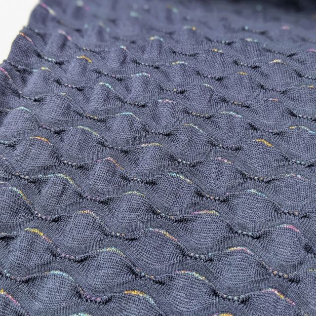 BOLT END - 140 CM - Viscose Jacquard Jersey with Rainbow Glitter - Blue