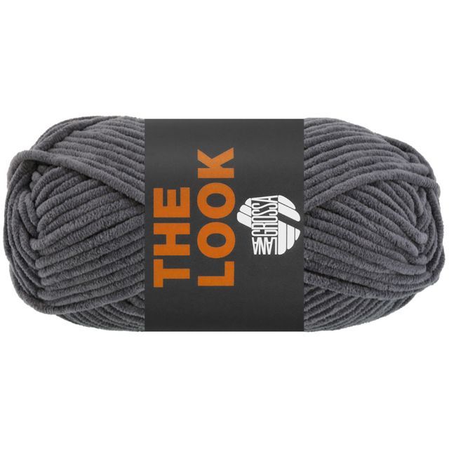 THE LOOK - Chenille Yarn Charcoal Col. 014 - 100g Skein by Lana Grossa