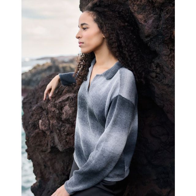 Polo Sweater "GOMITOLO TONO" Size 36-42 - Pattern+Yarn Bundle by LANA GROSSA (Gomitolo 15 Design 19)