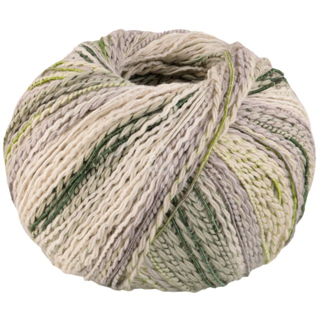 TORTO irregular cotton yarn - Cream/Grey/Green Col. 1 -  50g Ball by Lana Grossa