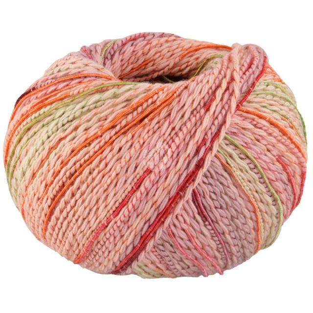 TORTO irregular cotton yarn - Peach/Lilac/Green Col. 12 -  50g Ball by Lana Grossa