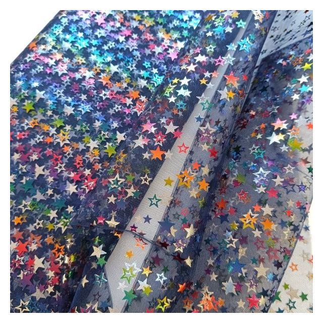  Rainbow Twinkle Star Tulle  - Dark Blue