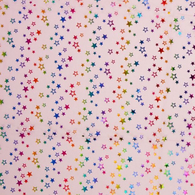  Rainbow Twinkle Star Tulle  - Fuchsia