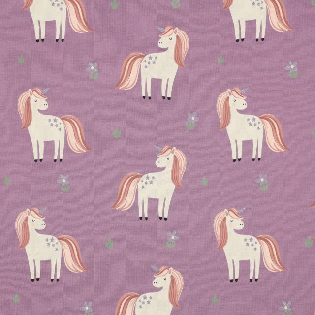 Glitter Unicorn - Jersey Knit Fabric - Mauve