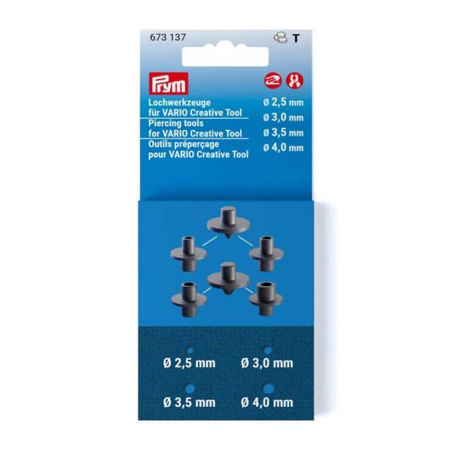 Prym - Piercing Tool Size 4.5mm 5.0mm 6.0mm - Compatible with Vario Creative Tool and Vario Pliers - 673138