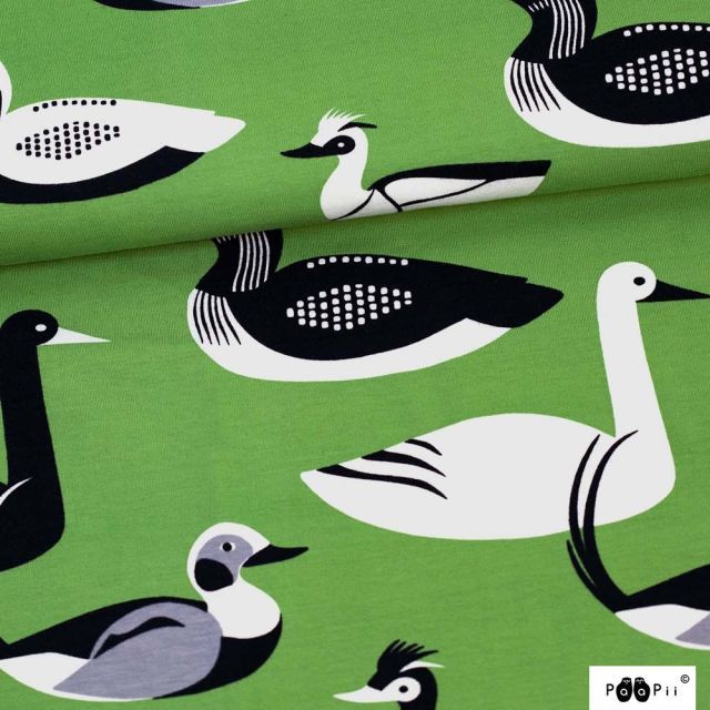 BOLT END - 160 CM - Organic Jersey - Waterbirds - Forest Green , Grey by Paapii